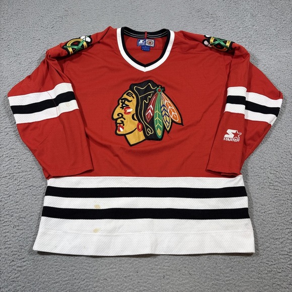 STARTER Other - Vintage Chicago Blackhawks Hockey Jersey Mens Sz L Red NHL Western Starter 90s